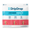 A package of DripDrop Zero Sugar Plus electrolyte and vitamin supplement, watermelon flavor, containing 30 sticks. The packaging is white with a bright blue brand logo and text, a turquoise band, and three watermelon slice graphics at the bottom.