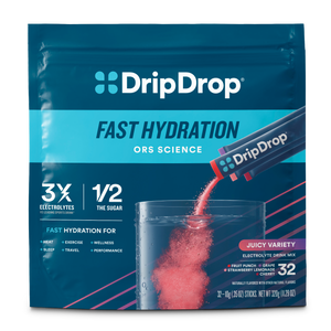 DripDrop Juicy Variety Pack Electrolyte Powder, 8 oz sticks, 32 count