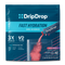 DripDrop Fast Hydration electrolyte drink mix pouch in Juicy Variety flavor, showing a clear glass with pink liquid and powder packets being poured, on a white background.
