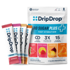 DripDrop Zero Sugar Plus fast hydration packets on a white background