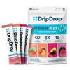 DripDrop Zero Sugar Plus fast hydration packets on a white background