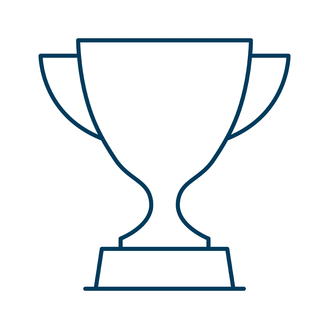 Outline of a trophy on a white background
