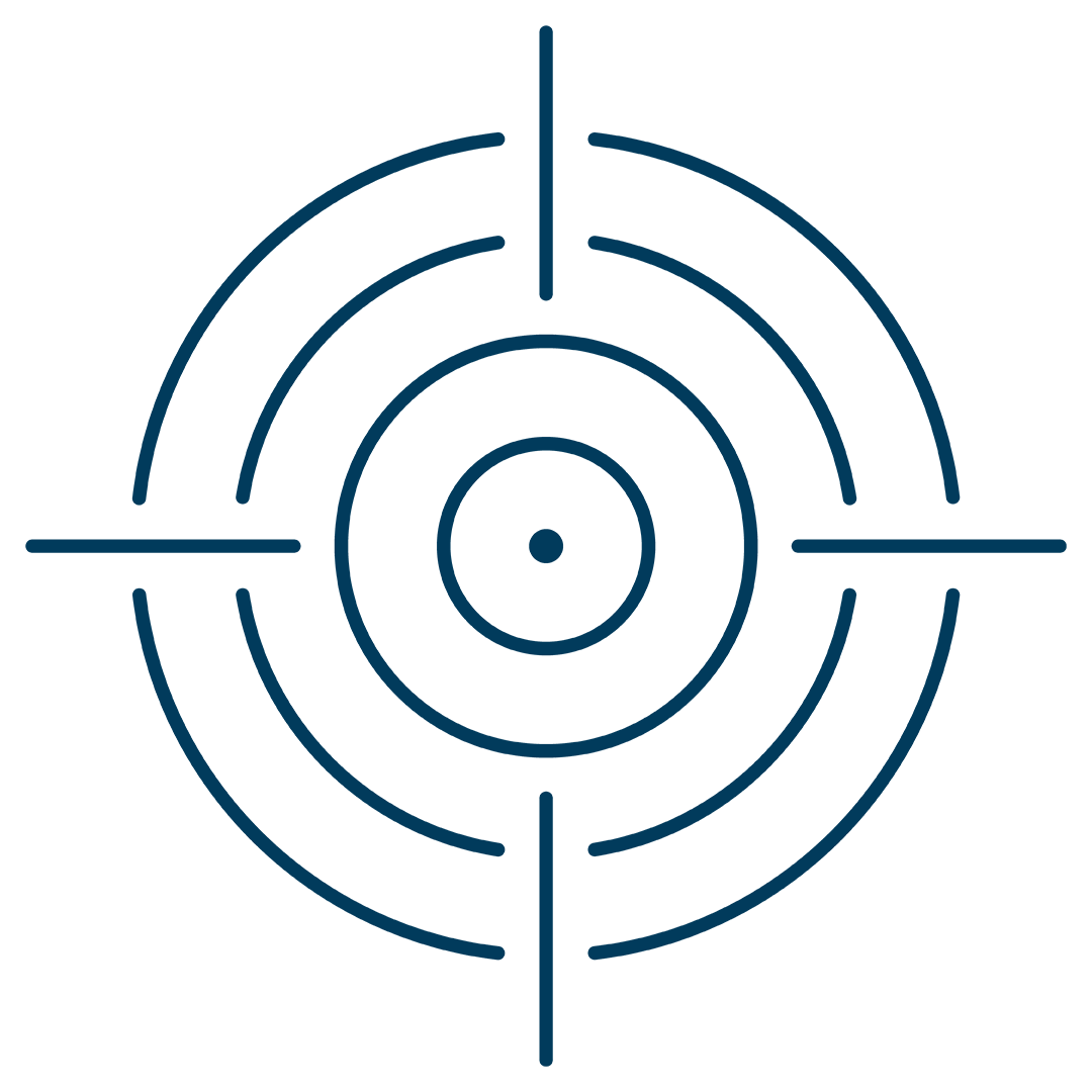 Navy blue concentric circle target on a white background