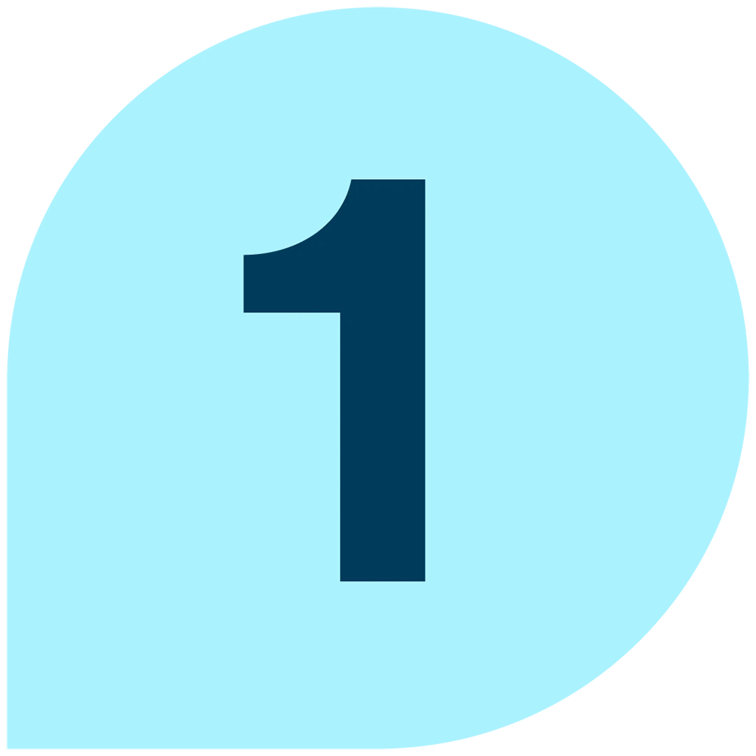 Blue circle with the number '1' inside on a white background