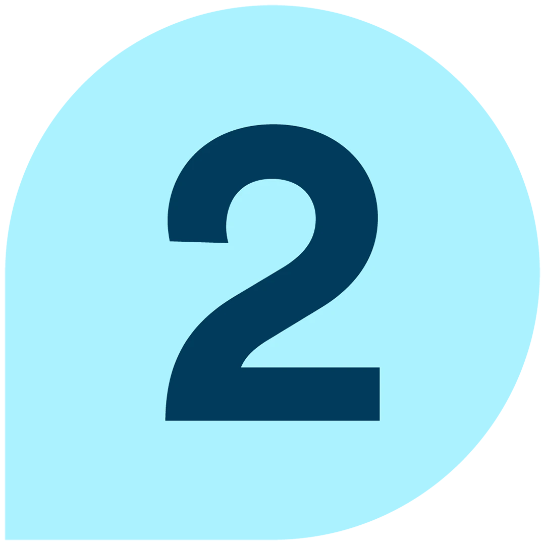 Blue circle with the number 2 inside