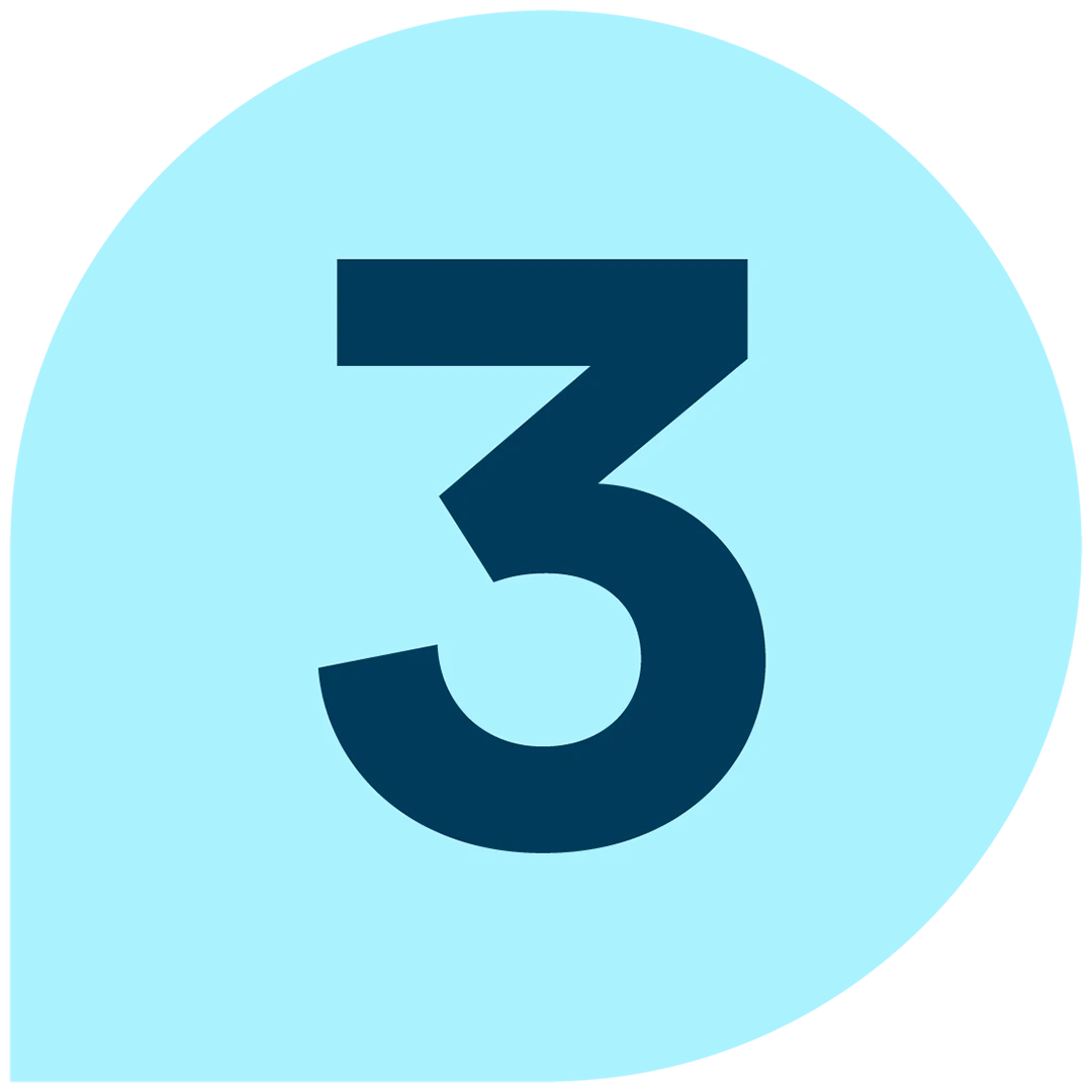 Blue circle with the number 3 inside