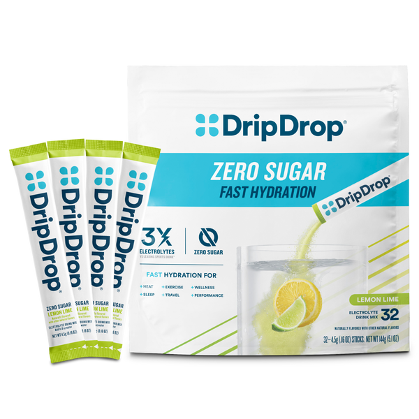 DripDrop Zero Sugar Lemon Lime, 8 oz sticks, 32 cou