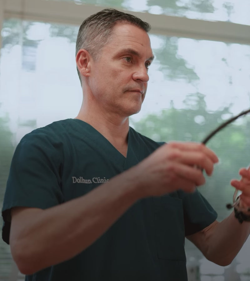 A video of DripDrop founder Dr. Dolhun in a medical office
